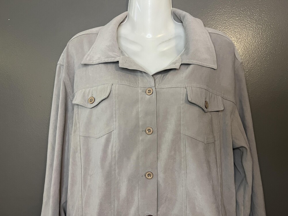 Vintage Marisol Jacket Womens Large Gray Faux Suede Collared Button Front Shirt